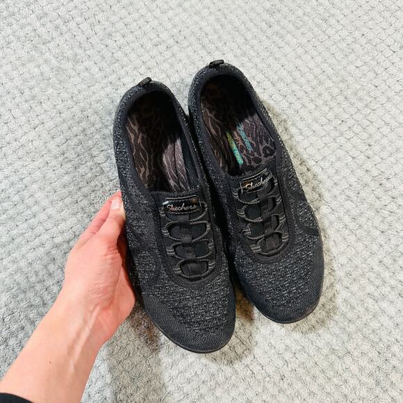 Vintage y2k Skechers Black Low Training Track Sneakers 9.5 Laceup Cheer Comfort - Picture 2 of 6